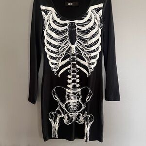 Black Skeleton Print Dress